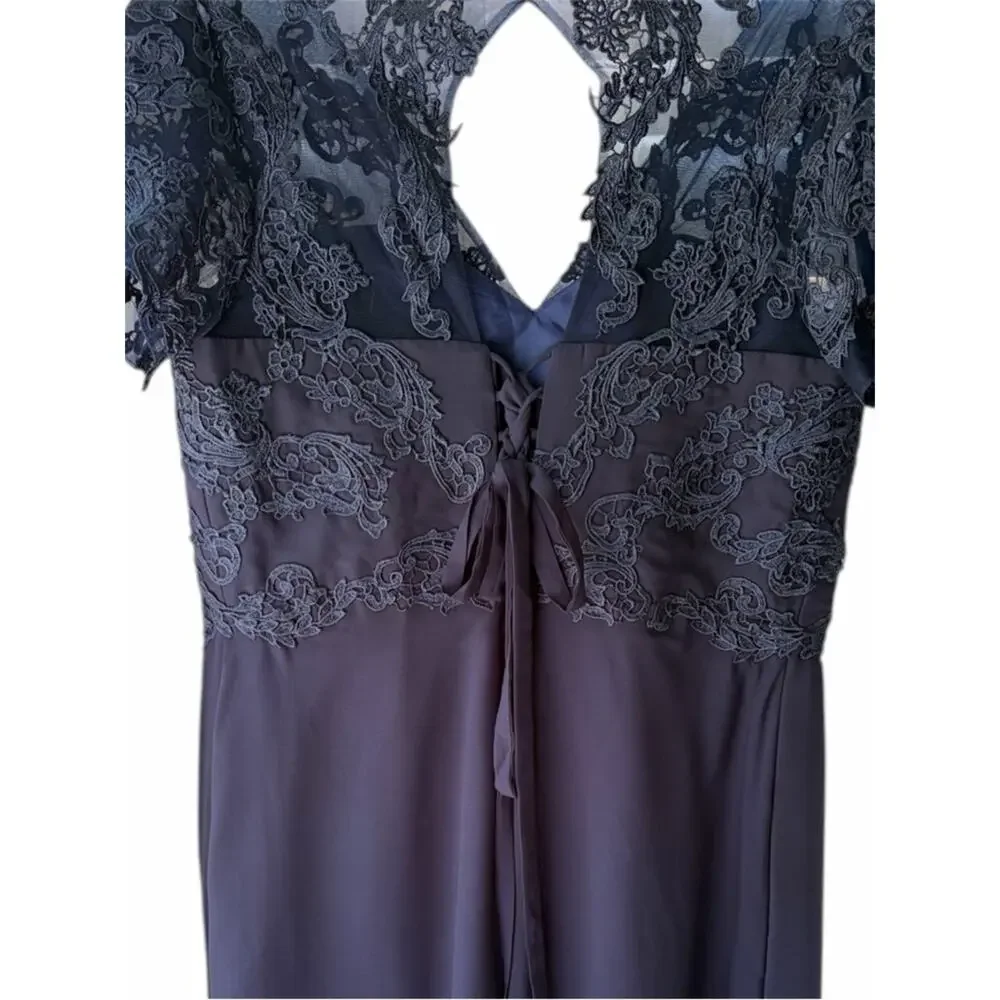 Mother-of-the-Bride Navy Lace Bodice Chiffon High-Low Formal Dress - Size 18W - Picture 5 of 7